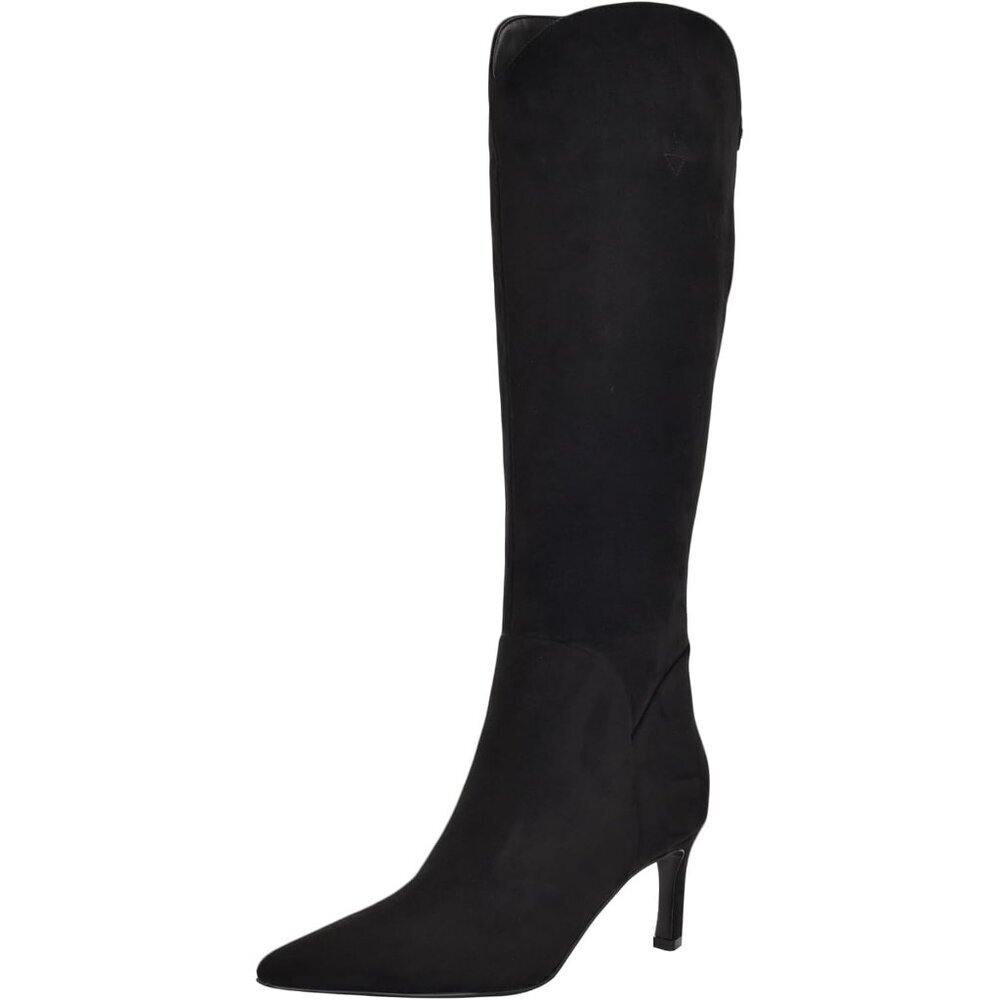 Women's Black Wide Calf Imported Knee High Pointy Toe Side Zipper Boots